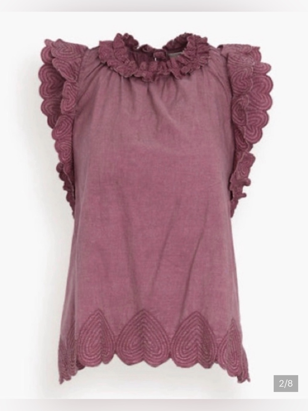 Sea New York Heidi Heart Quilt Flutter Sleeve Top Size Medium